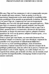 LE CHEMIN DE L OUED 005 PRESENTATION DE L EDITEUR
